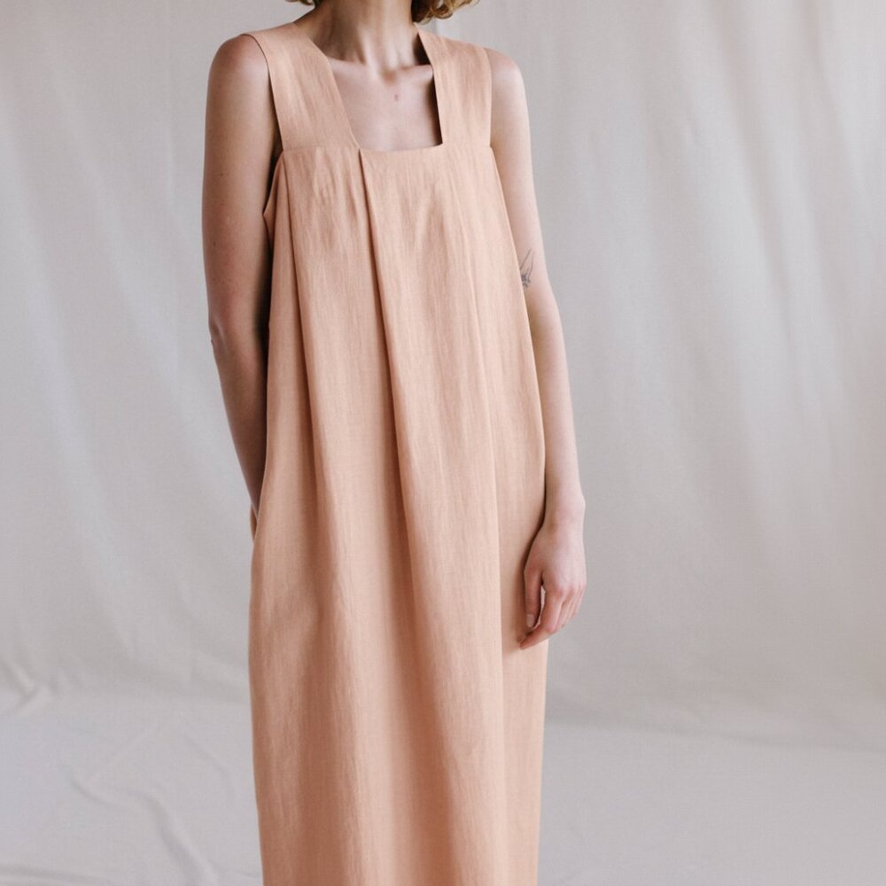 Gorgeous Origami Handmade Linen Loose Fitting Midi Dress - brand new